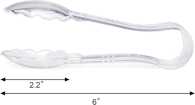 Serving Tongs, 6-Inch Clear Polycarbonate, Set of 12