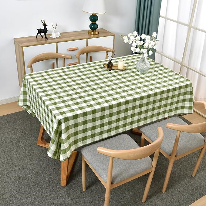 Gingham Tablecloth Rectangle Table Cloth Heavy Duty Cotton Checkered Table Cover - Image 2