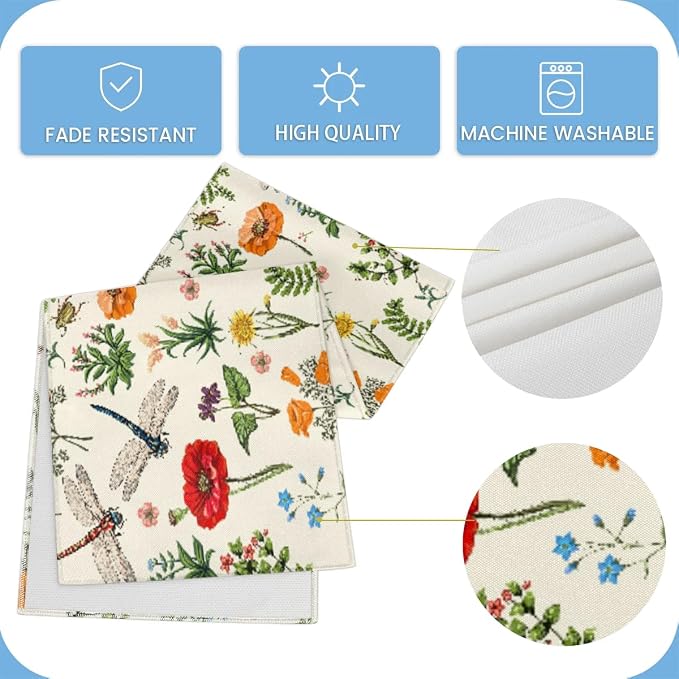 Flowers Dragonflies Table Runner Kitchen Dining Table Runner 13*36in Table - Image 5