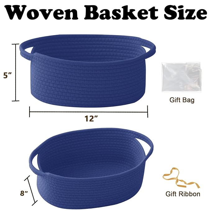 Gift Basket with Gift Bag and Ribbons, Small Rope Woven Shelf Storage, Baskets - Image 2