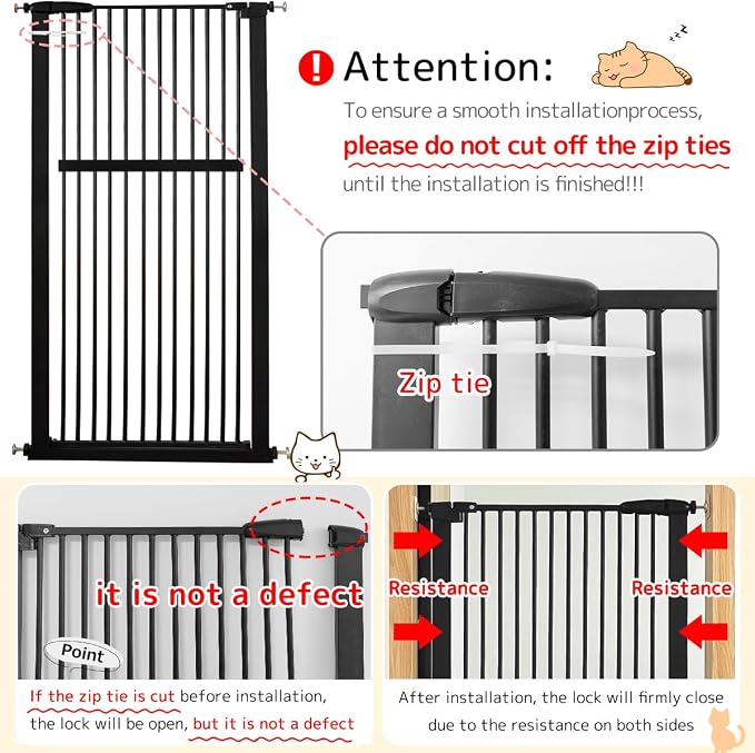 Lumizone Extra Tall Pet Gate 55.12" High Pressure Mounted 59.25"-63.38" Extra - Image 9