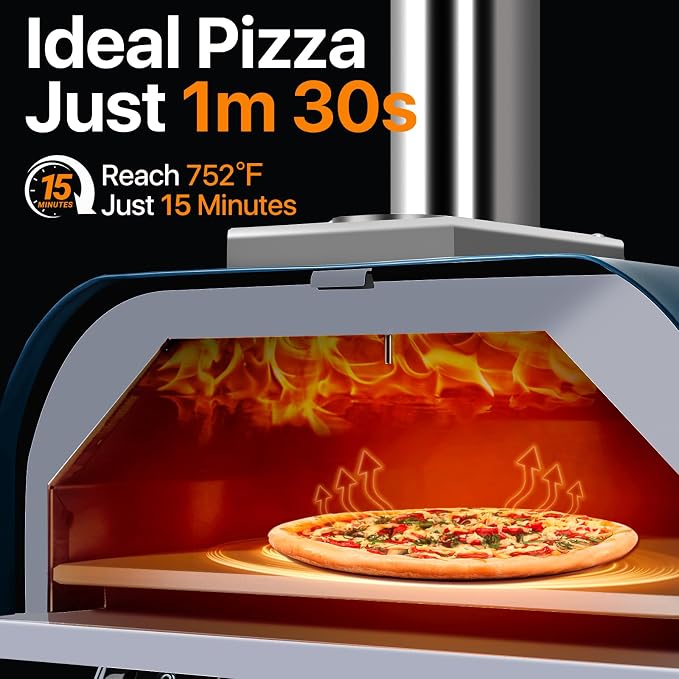 Pizza Oven 13 Inch Outdoor Wood Fired Portable Stainless Steel Pizza Oven - Image 2