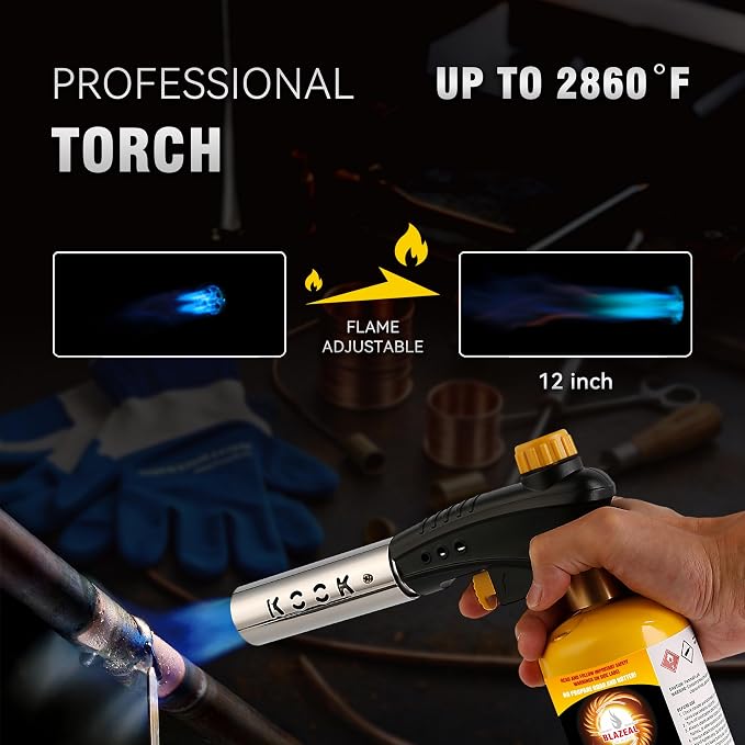 BLAZEAL Propane Torch Kit with 3x MAPP Gas, 4-Flame Blow Torch Head with - Image 3