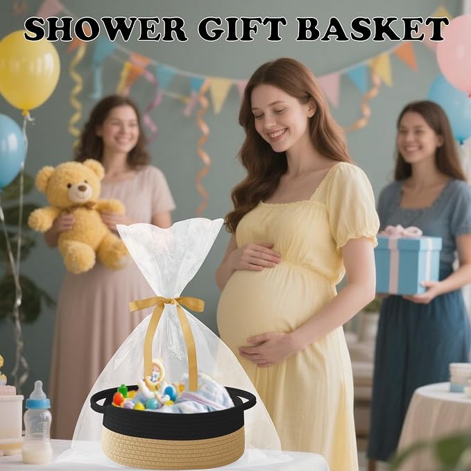 Gift Basket with Gift Bag and Ribbons, Small Rope Woven Shelf Storage, Baskets - Image 6