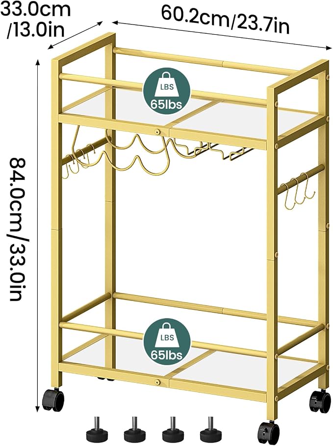 Bar Cart, Serving Cart for Home, Microwave Cart, Drink Cart, Wine Cart - Image 6