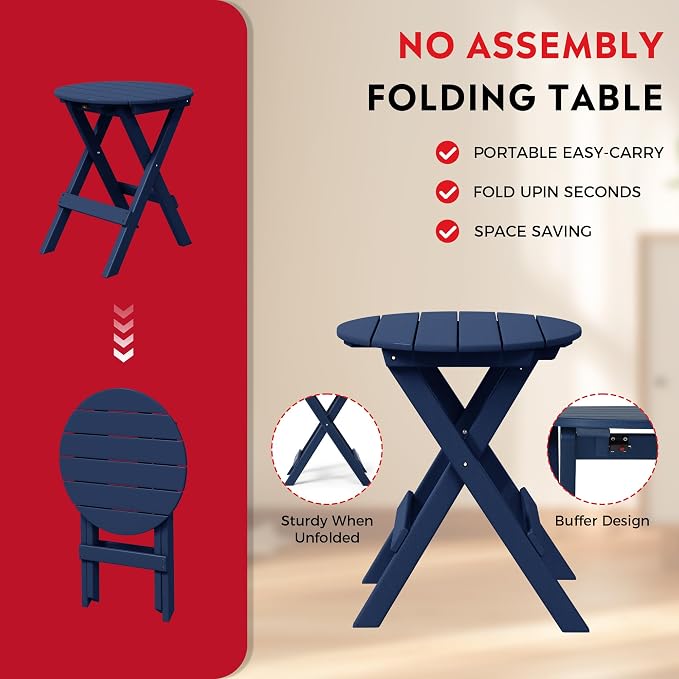 Costaelm Paradise 3-Piece Outdoor HDPE Folding Patio Bistro Table and Chairs - Image 7