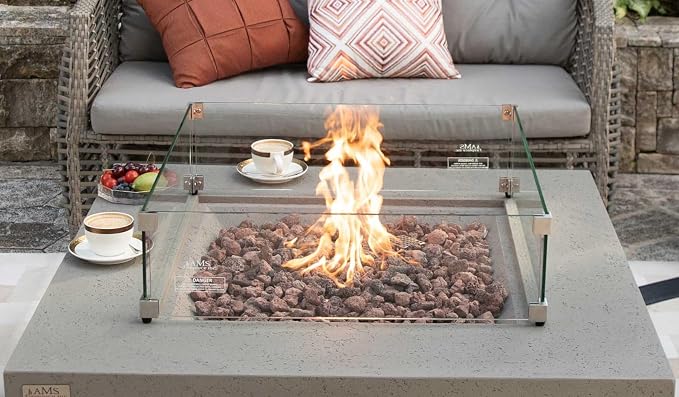 AMS Fireplace | Rectangular Fire Pit Glass Wind Guard - Image 6