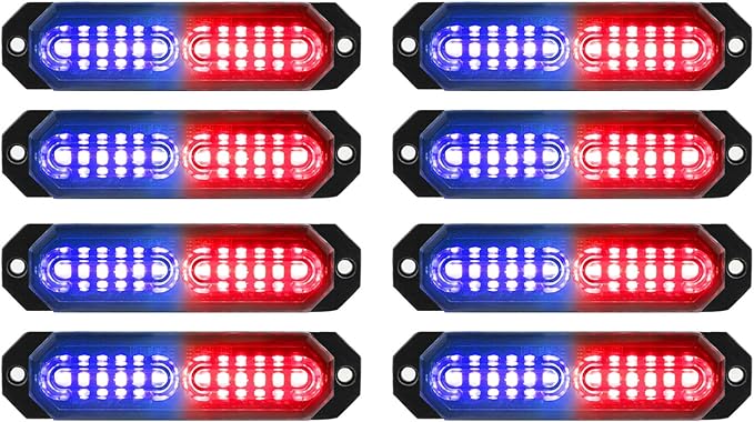 ASPL 8pcs Sync Feature Ultra Slim 12-LED Surface Mount Flashing Strobe Lights by ASPL