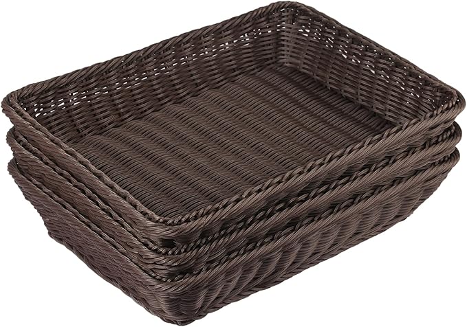 4 PCS 16x12 Inch Wicker Bread Basket, Woven Serving Basket, Tabletop Food - Image 4