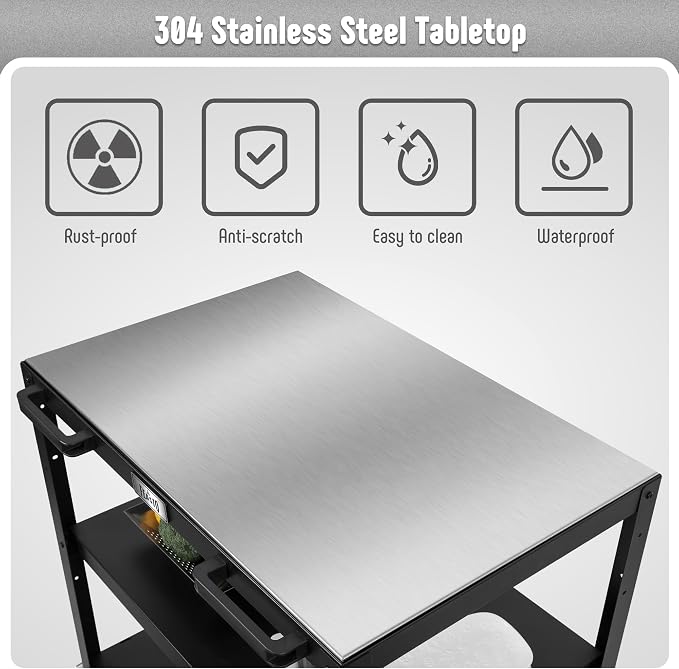 36''x 24'' Large Movable Pizza Oven Table - Image 4