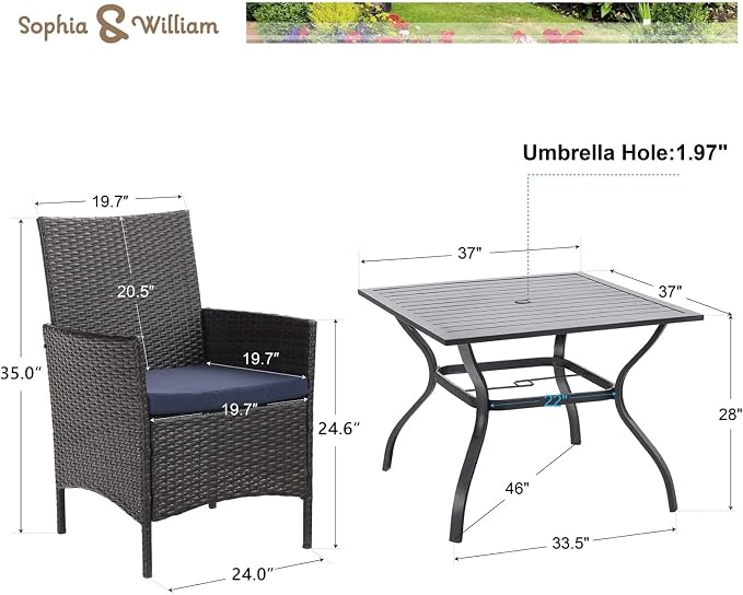 Sophia & William 5 Pieces Patio Dining Set - Image 9