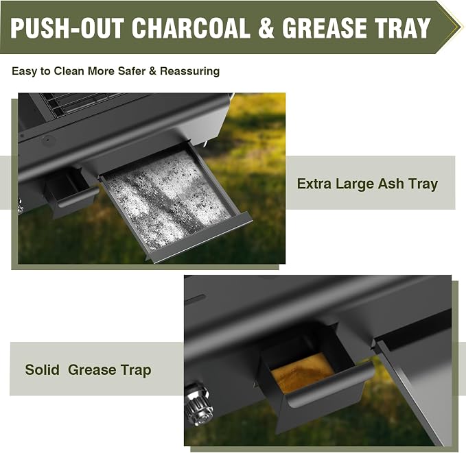 Tabletop Propane & Charcoal Grill Combo, 000 BTU Dual Fuel Flat Top Griddle - Image 6