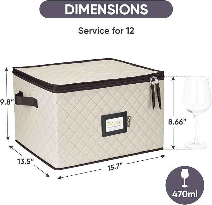 BALEINE China Storage Containers, Sturdy Quilted Wine Glass Storage, Plate - Image 4