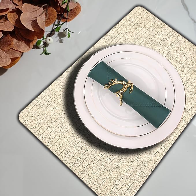 PIGCHCY Waterproof PVC Place Mats Set of 6, Non-Slip Faux Leather Placemats - Image 4