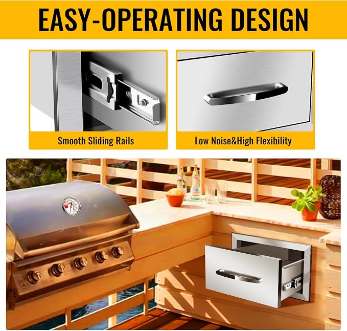 Outdoor Kitchen Drawers, Box Frame Style Flush Mount BBQ Drawer w/Stainless - Image 7