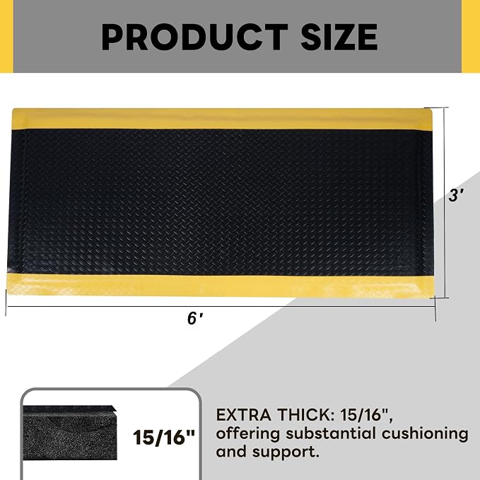 Nisorpa Anti Fatigue Mats Industrial 3' x 6' Ergonomic Standing Mat 15/16" - Image 6