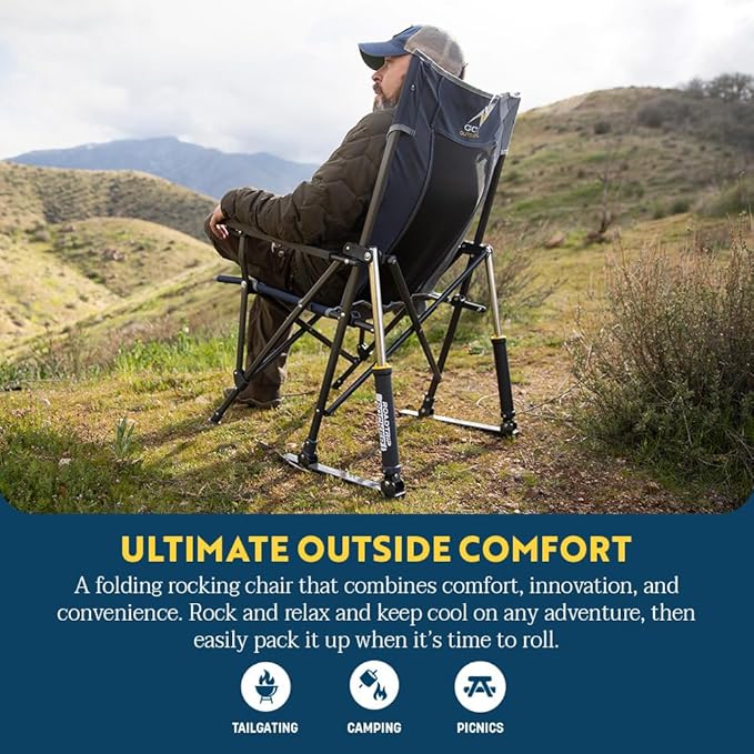 Rocking Camping Chair, Portable Folding with Steel Frame