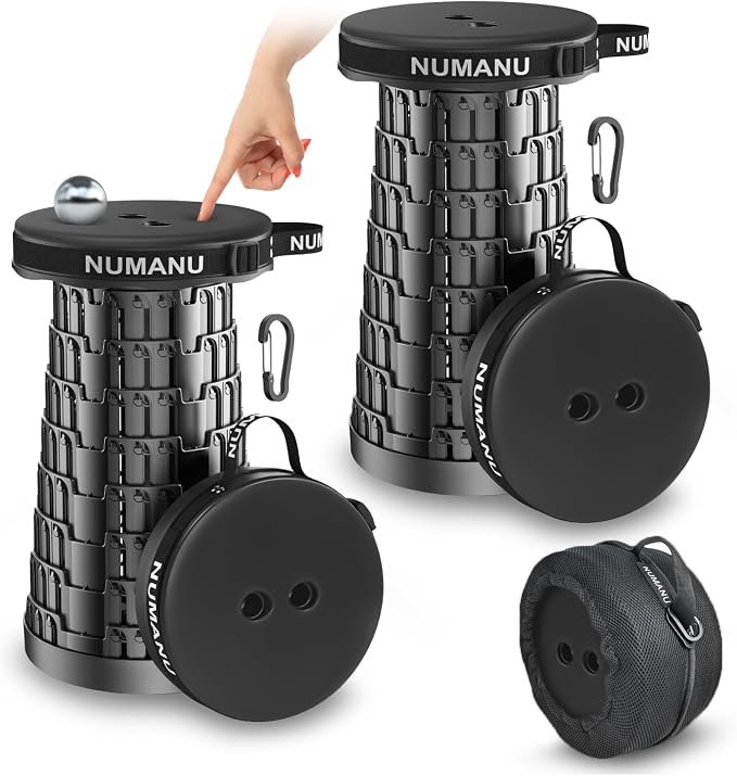 NUMANU 2PK 2025 Upgraded Padded Collapsible Stool, Max 620lb 18" Adjustable by NUMANU