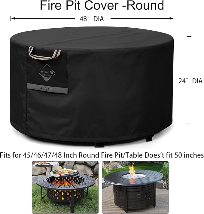 QH.HOME Fire Pit Cover Round Super Waterproof, UPF 50+ Fire Pit Covers Premium - Image 2
