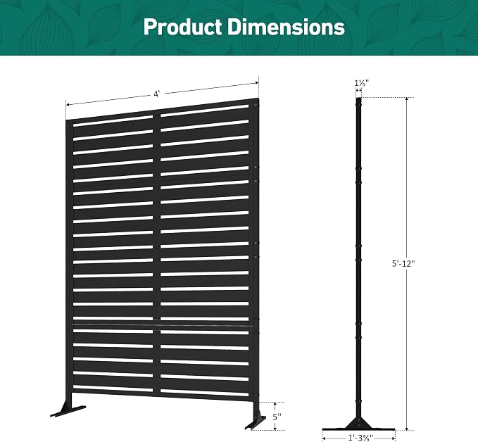 Modern Shade Metal Privacy Screen Outdoor 72" H x 48" W, Stable & Durable - Image 3