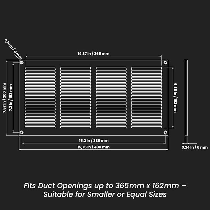 Repa Market Air Vent Cover 16x8 Inch Anthracite Galvanized Steel Louvered Grill - Image 2