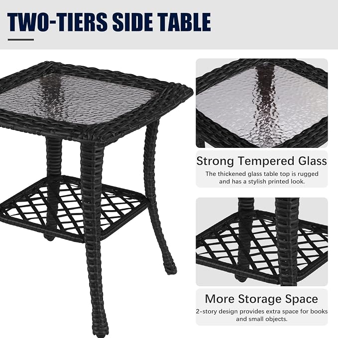 LayinSun 9 Pieces Outdoor Patio Furniture Set, Rattan Wicker Sectional Swivel - Image 8