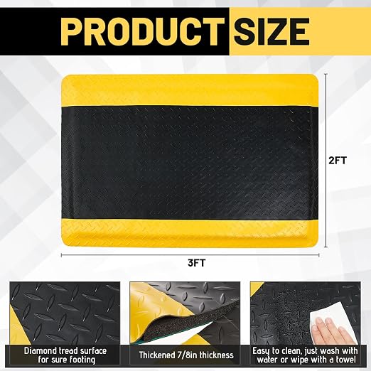 Timgle Anti Fatigue Mats Industrial 2' x 3' Heavy Duty Commercial Grade Diamond - Image 2