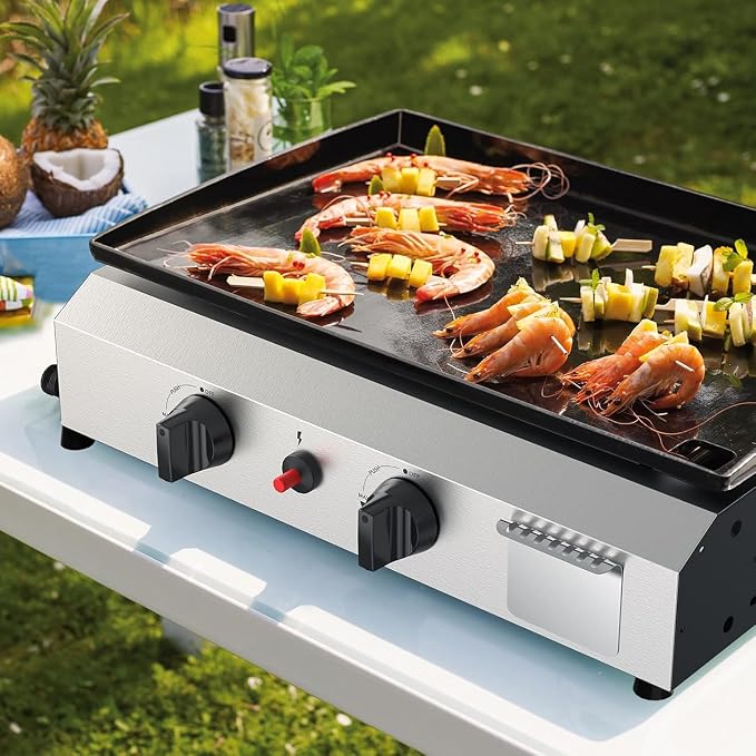 2 Burner BBQ Gas Griddle, 17.3 Inch Stainless Steel Portable Detachable Propane - Image 2