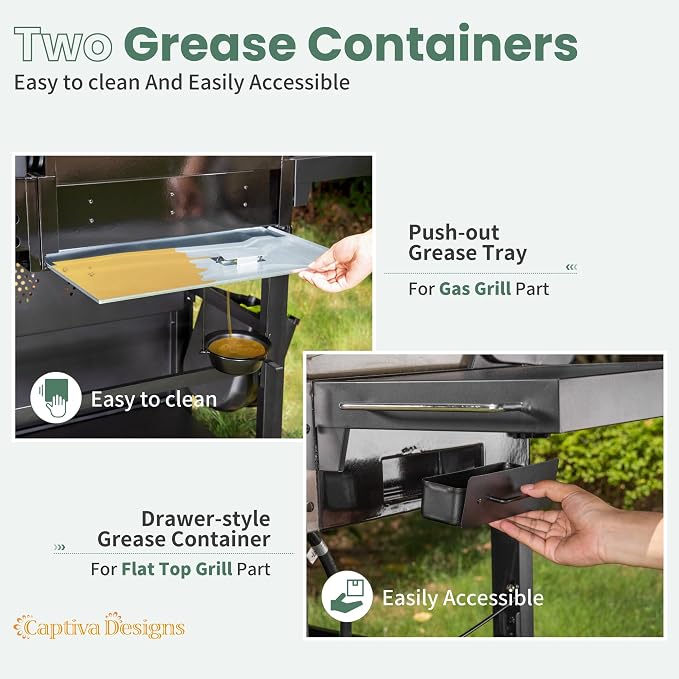 Captiva Designs Propane Gas Griddle Grill Combo - Image 4