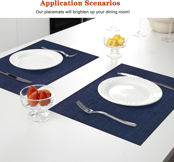 Placemats Set of 6, Heat and Stain Resistant Indoor/Outdoor Place mats - Image 2