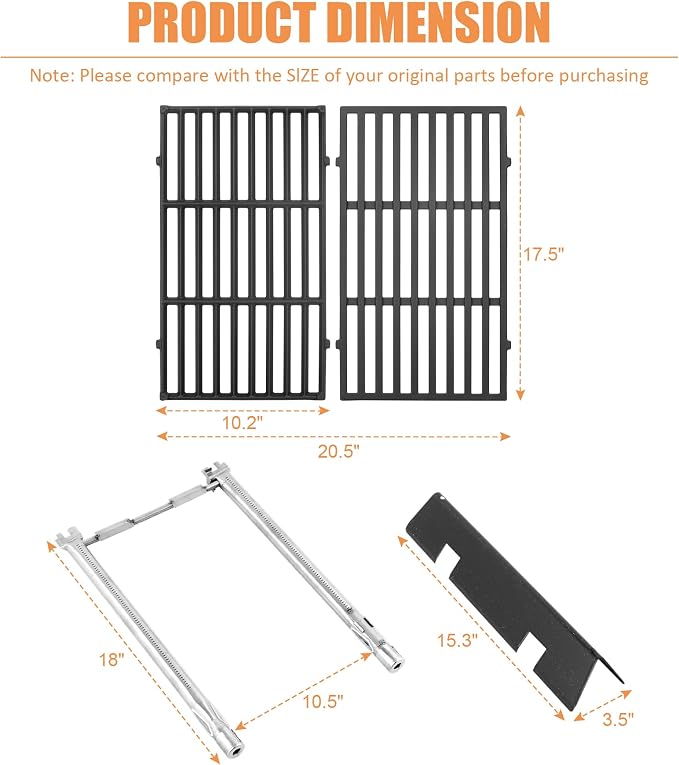Grill Parts for Weber Spirit/Spirit II Parts Replacement, 7637 Grates 7635 - Image 3
