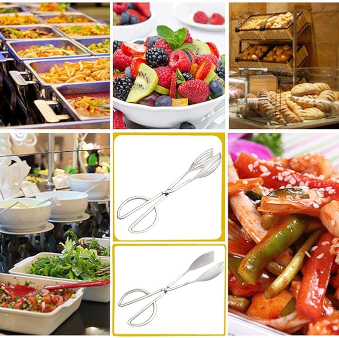 Buffet Tongs, 10.3-Inch Stainless Steel Serving Tongs, Silver, Set of 2