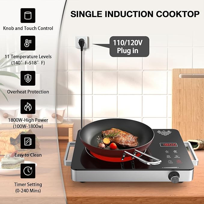 Portable Electric Cooktop 110V, 1800W Electric Stove Infrared Hot Plate - Image 2