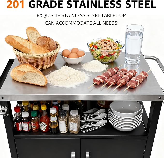 Dining Cart Table with Big Storage Cabinet - Image 3