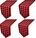 4 Pack Buffalo Check Table Runners Red and Black Plaid Table Runner by FIGEPO