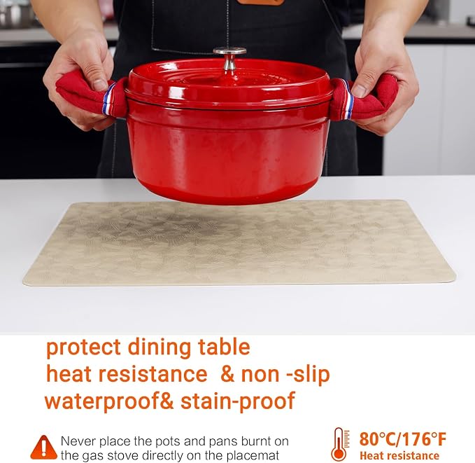Vinyl Placemats Set of 8 Heat Resistant Easy Clean Non-Slip Place Mats - Image 4