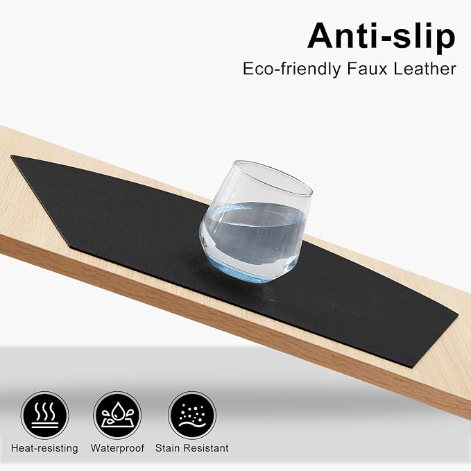 Homaxy Round Table Placemats Set of 6, Washable Wedge Shaped Faux Leather Table - Image 3
