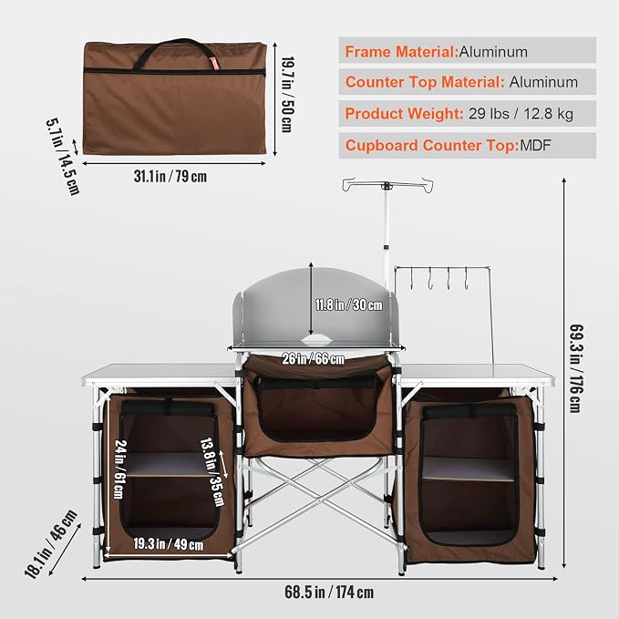VEVOR Camping Kitchen Table, Folding Outdoor Cooking Table - Image 3
