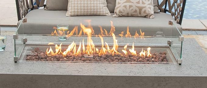 AMS Fireplace | Rectangular Fire Pit Glass Wind Guard - Image 4