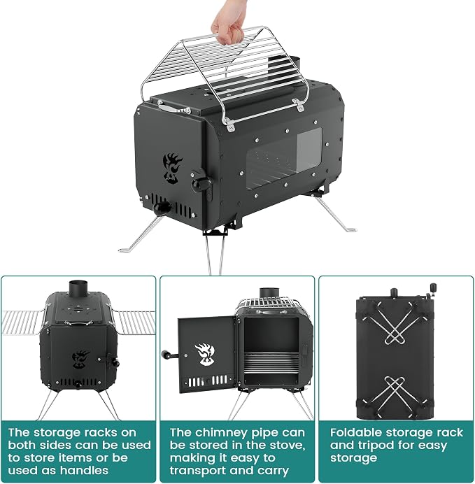 Wood Burning Stove, Hot Tent Stove, Folding Portable Wood Stove - Image 7
