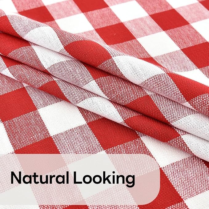 Gingham Table Cloth for Round Tables red Checkered Plaid Tablecloth Heavy Duty - Image 4