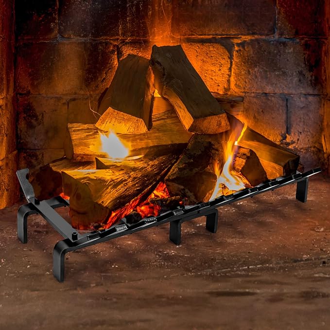24" Fireplace Grate Wood Stove Grate Rack Fireplace Tools Rack Heavy Duty Solid - Image 3