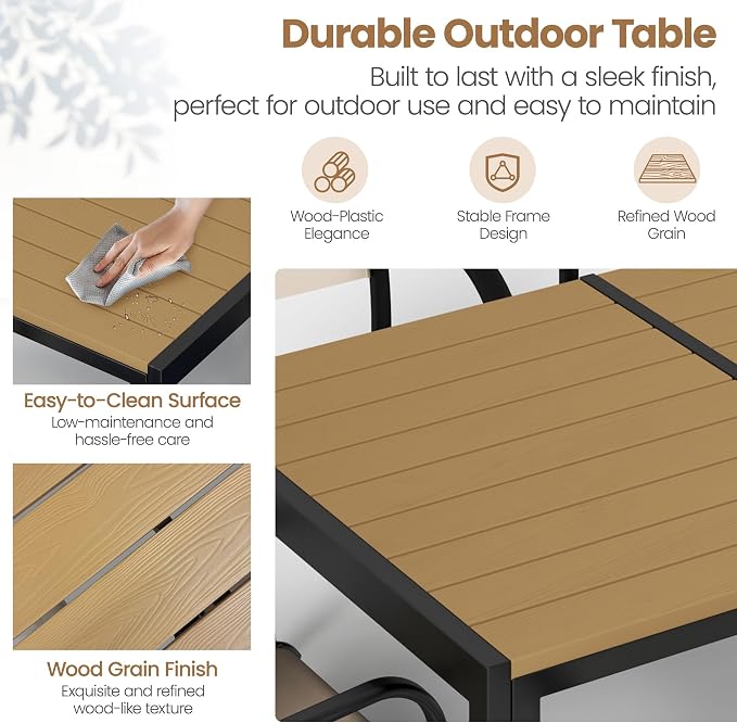 Outdoor Dining Set for 6, 59” Patio Table and Chairs Set - Image 4