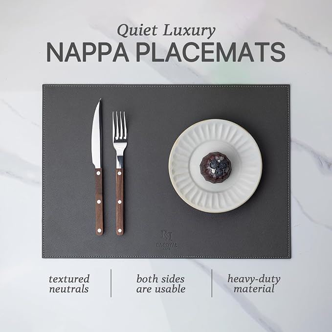 Faux Leather Placemats Set of 12 Vinyl Washable Wipeable Table Mats - Image 2