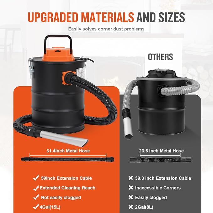 Ash Vacuum Cleaner -4 Gallon Fireplace Ash Vac - Image 5