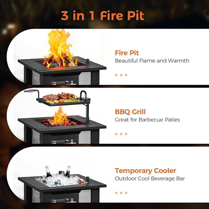 BALI OUTDOORS Fire Pit with BBQ, Outdoor Fire Pit - Image 5