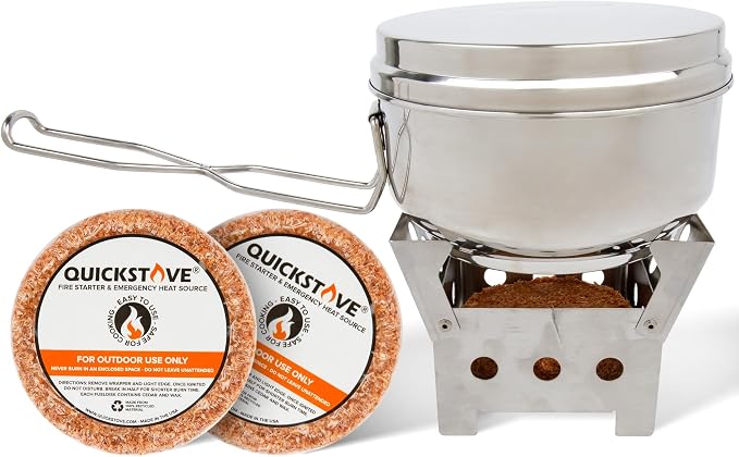 Portable Stove Kit with Camping Pot & 2 Fire Starters, Lightweight Stainless by QuickStove