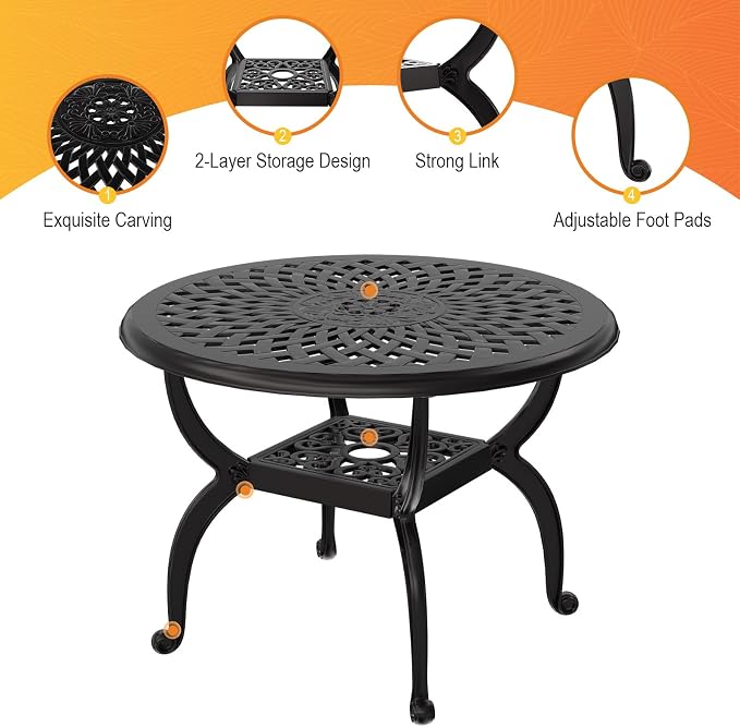 Cast Aluminum Outdoor Side Table, All Weather Round Bistro Table, Outdoor - Image 4