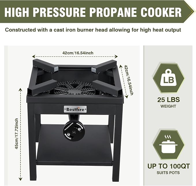 Bestfire 260, 000 BTU Outdoor Propane Gas Stove - Image 2