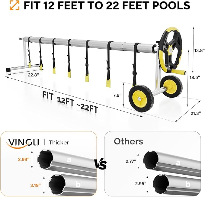 VINGLI Pool Cover Reel Set Pool Solar Cover Reel - Image 4
